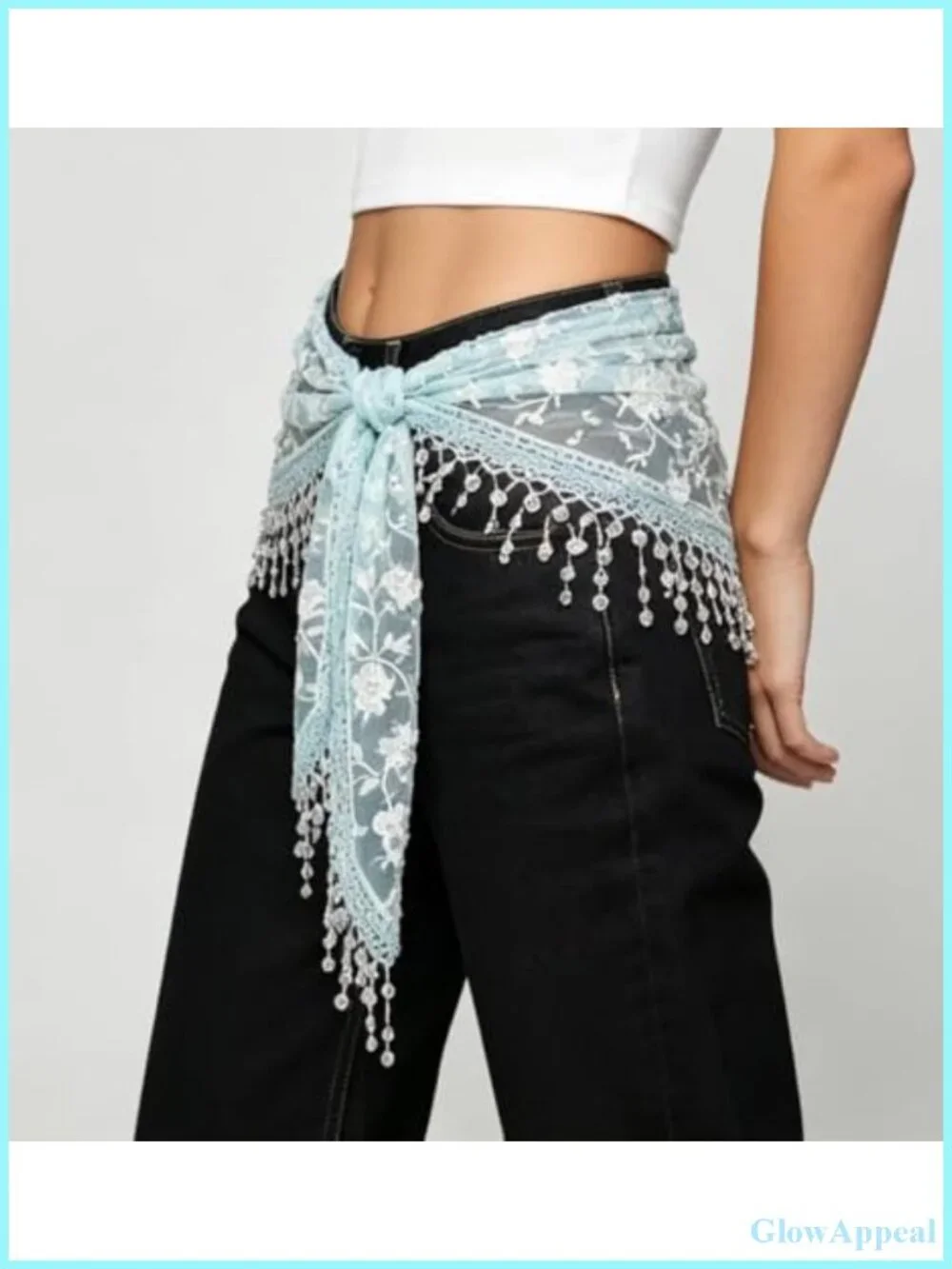 Sheer Floral Lace Waist Scarf Belt Y2K Wrap Skirt Sarong Multi-Wear Boho